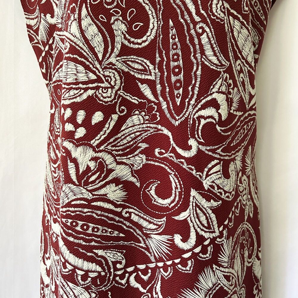 NWT ZARA Basic Embroidered Knit Sheath Dress (L) in Burnt Brick & White Paisley - Picture 5 of 14